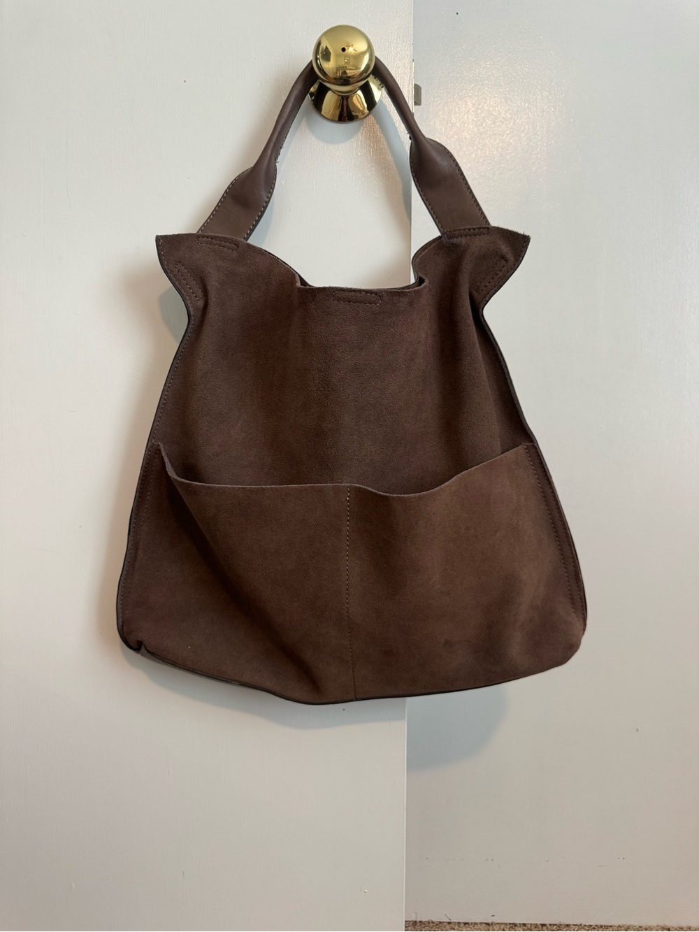 Sole Society Dark Brown Suede Shoulder Tote